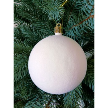 Новогодний шар "Бархат" Ø80мм белый, цена за набор 4шт